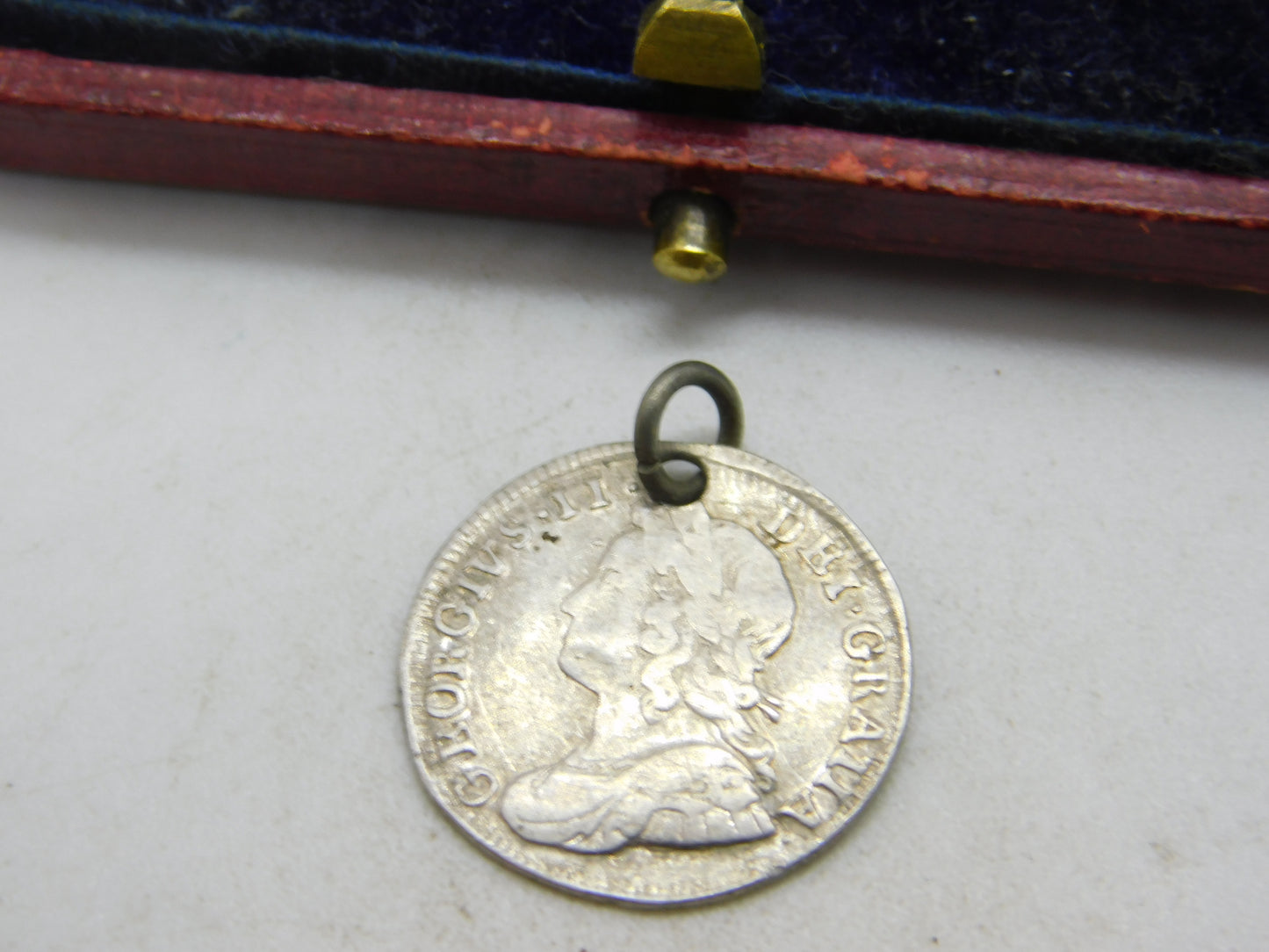 King George II Silver Maundy Threepence Coin Charm 1743 Antique Georgian