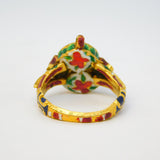 18th Century Mughal High-Carat Gold, Diamond, Ruby & Enamel Ring Antique Indian