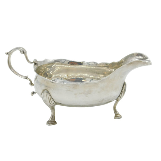 Newcastle Provincial George III Sterling Silver Sauce Boat Antique c1780