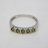 9ct White Gold Five-Stone Green Sapphire Dress Ring Vintage Birmingham