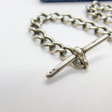 Victorian Sterling Silver Albert Watch Chain with Sixpence Fob Antique 1897