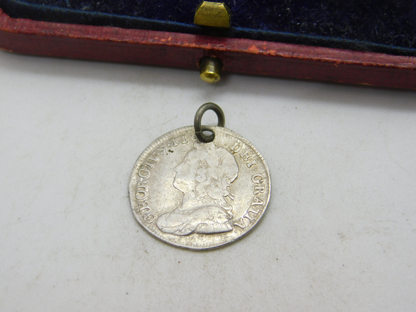 King George II Silver Maundy Threepence Coin Charm 1743 Antique Georgian