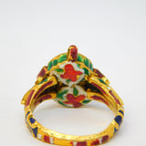 18th Century Mughal High-Carat Gold, Diamond, Ruby & Enamel Ring Antique Indian