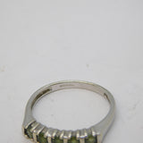 9ct White Gold Five-Stone Green Sapphire Dress Ring Vintage Birmingham