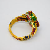 18th Century Mughal High-Carat Gold, Diamond, Ruby & Enamel Ring Antique Indian