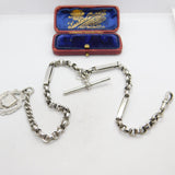 Edwardian Sterling Silver Trombone Link Albert Watch Chain 1902 Birmingham