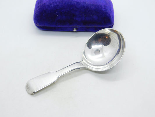 Victorian Sterling Silver Fiddle Pattern Tea Caddy Spoon Antique 1849 London