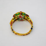 18th Century Mughal High-Carat Gold, Diamond, Ruby & Enamel Ring Antique Indian