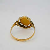 19th Century 14ct Yellow Gold Cabochon Coral Floral Dress Ring Antique c1900