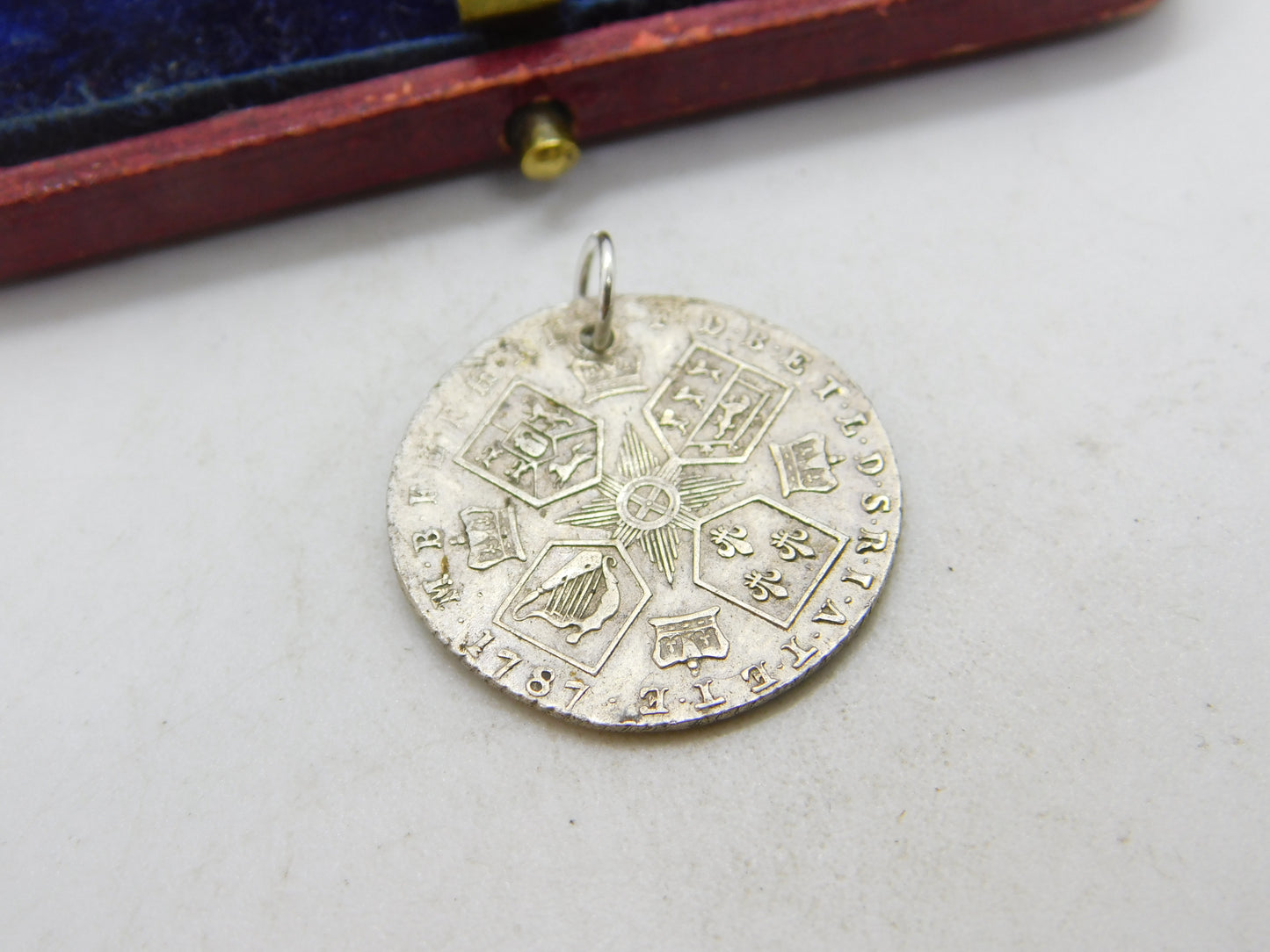 King George III Silver Sixpence Coin Charm or Pendant 1787 Fine Condition