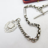 Edwardian Sterling Silver Trombone Link Albert Watch Chain 1902 Birmingham