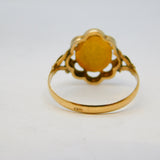 19th Century 14ct Yellow Gold Cabochon Coral Floral Dress Ring Antique c1900