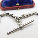 Edwardian Sterling Silver Trombone Link Albert Watch Chain 1902 Birmingham