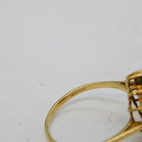 9ct Yellow Gold, Emerald & Diamond Floral Cluster Ring Vintage 1990 London