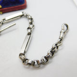 Edwardian Sterling Silver Trombone Link Albert Watch Chain 1902 Birmingham