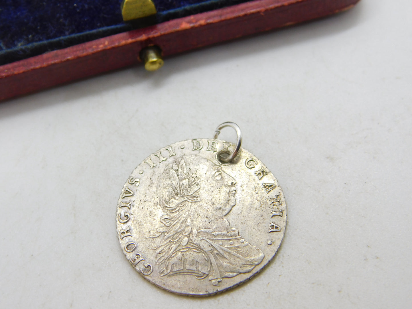 King George III Silver Sixpence Coin Charm or Pendant 1787 Fine Condition