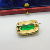 Emerald Paste Seed Pearl in 9ct Yellow Gold Brooch Pin Antique Georgian c1820