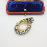 Mourning Hair Paste in Sterling Silver Locket Pendant Antique Edwardian c1910