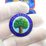 Sterling Silver Colourful Oak Tree Enamel Royal Oak Society 1971 Birmingham
