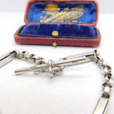 Edwardian Sterling Silver Trombone Link Albert Watch Chain 1902 Birmingham