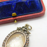 Mourning Hair Paste in Sterling Silver Locket Pendant Antique Edwardian c1910