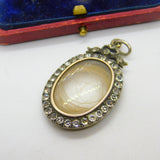 Mourning Hair Paste in Sterling Silver Locket Pendant Antique Edwardian c1910