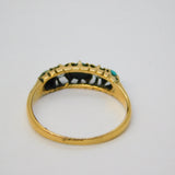 Victorian 18ct Gold, 0.2ct Diamond, Turquoise Boat Ring Antique 1897 Birmingham