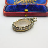 Mourning Hair Paste in Sterling Silver Locket Pendant Antique Edwardian c1910