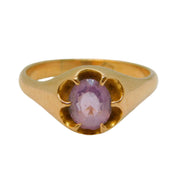 Victorian 18ct Gold Claw-Set Amethyst Signet Ring Antique c1890