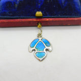 Victorian Art Nouveau Sterling Silver & Enamel Drop Pendant Antique c1890