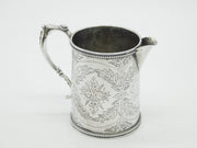 Victorian Sterling Silver Floral Pattern Tankard Cream Jug Antique 1878 London