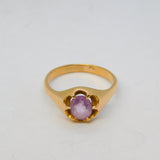 Victorian 18ct Gold Claw-Set Amethyst Signet Ring Antique c1890