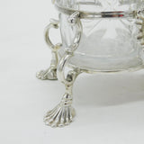 George II Sterling Silver & Cut Glass Sauce Decanters on Stand Antique 1759 London