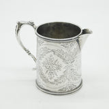 Victorian Sterling Silver Floral Pattern Tankard Cream Jug Antique 1878 London