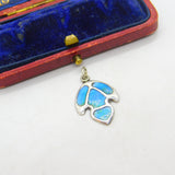 Victorian Art Nouveau Sterling Silver & Enamel Drop Pendant Antique c1890