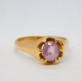 Victorian 18ct Gold Claw-Set Amethyst Signet Ring Antique c1890