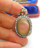 Mourning Hair Paste in Sterling Silver Locket Pendant Antique Edwardian c1910