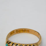 Edwardian 9ct Gold Graduating Turquoise Boat Ring Antique 1907 Birmingham