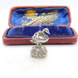 Victorian Sterling Silver Uncut Swan Form Fob Seal Stamp Pendant c1880 Antique