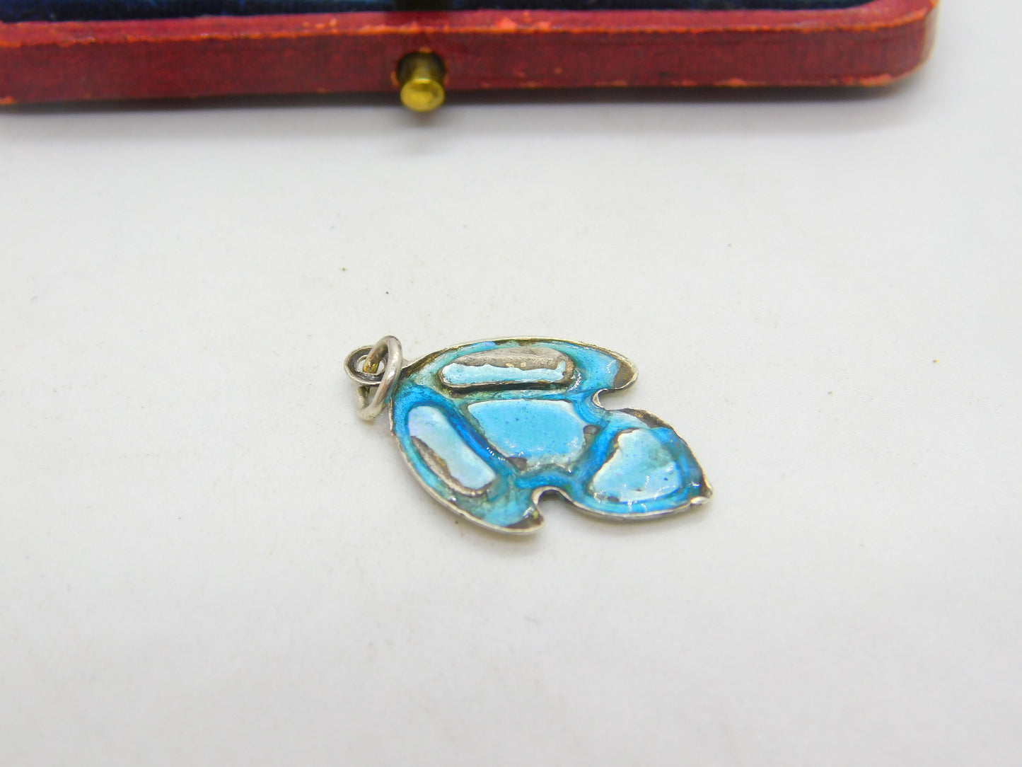 Victorian Art Nouveau Sterling Silver & Enamel Drop Pendant Antique c1890