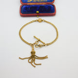 9ct Gold Albertina Watch Chain Bracelet with Tassel Fob Antique Victorian c1860