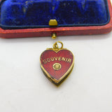 Edwardian Gilt Metal & Red Enamel Coronation Photobook Charm Antique c1902