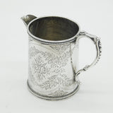 Victorian Sterling Silver Floral Pattern Tankard Cream Jug Antique 1878 London