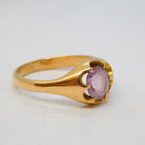 Victorian 18ct Gold Claw-Set Amethyst Signet Ring Antique c1890
