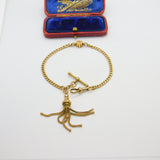 9ct Gold Albertina Watch Chain Bracelet with Tassel Fob Antique Victorian c1860