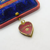 Edwardian Gilt Metal & Red Enamel Coronation Photobook Charm Antique c1902