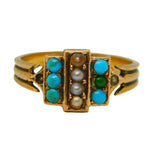 Georgian Gold Turquoise Pearl Ring Jewellery