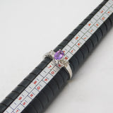 9ct White Gold, Amethyst & 0.15ct Diamond Dress Ring Vintage London