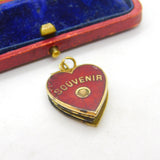 Edwardian Gilt Metal & Red Enamel Coronation Photobook Charm Antique c1902