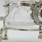 George II Sterling Silver & Cut Glass Sauce Decanters on Stand Antique 1759 London